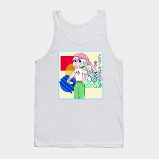 Yuri Marzipan the Oni - Cool Gal (pastel mint with streaks) Tank Top